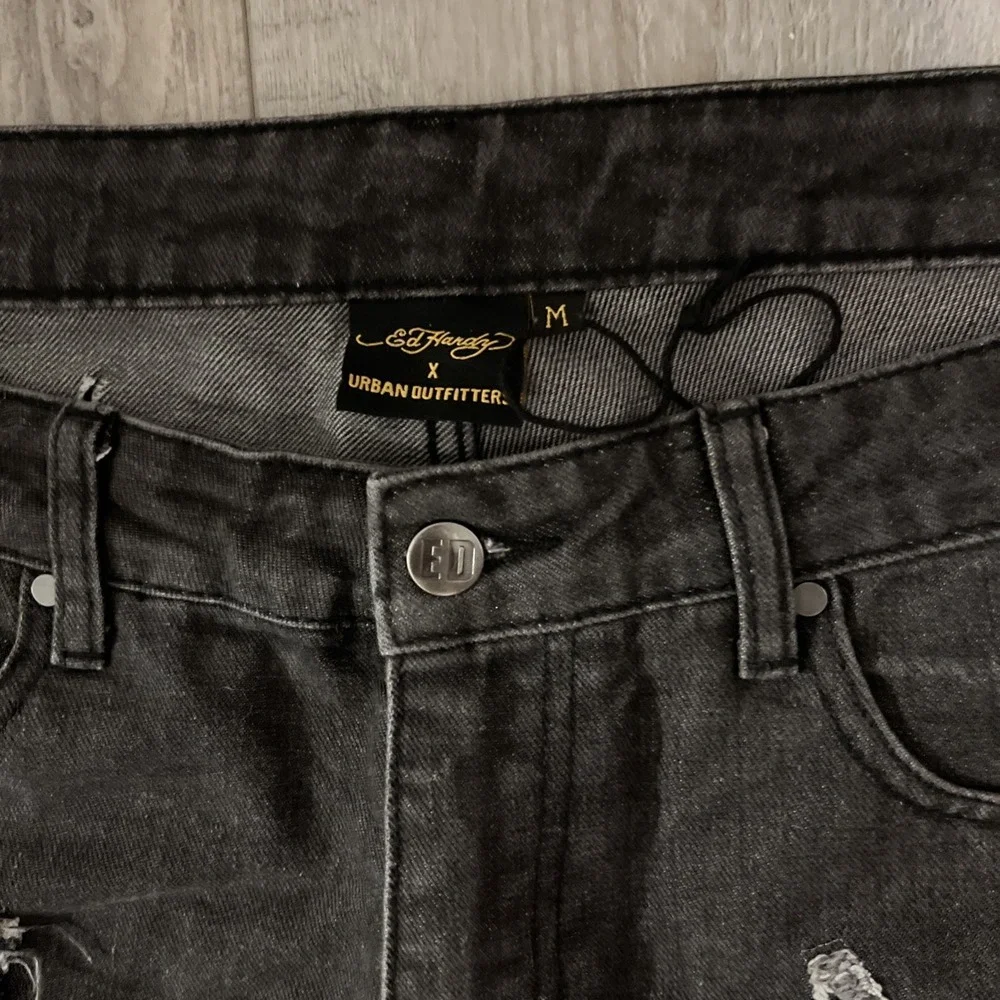 Ed Hardy Men's Size M Y2K Black Denim  Urban Outfitters Colab Skater Shorts